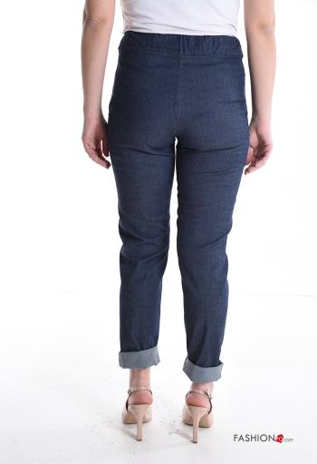 skinny Cotton Trousers with pockets with drawstring - ph 2