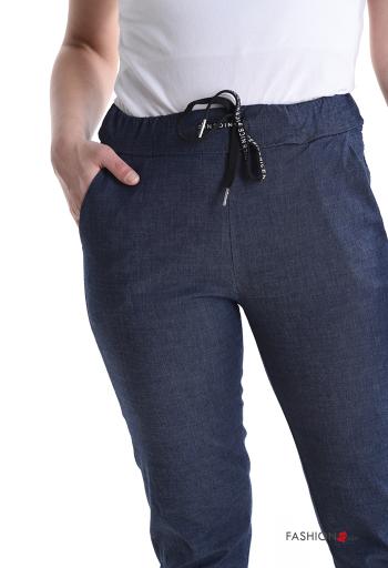 skinny Cotton Trousers with pockets with drawstring - ph 4