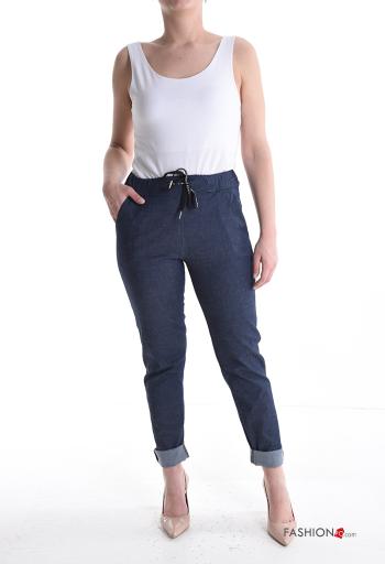 skinny Cotton Trousers with pockets with drawstring - ph 5