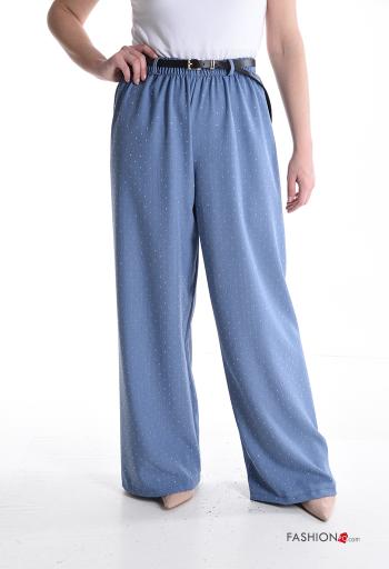 wide leg Trousers with belt with elastic