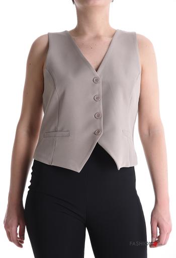 Gilet with buttons with v-neck