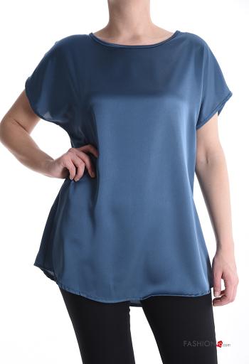 short sleeve crew neck satin Blouse - ph 1