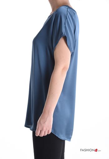 short sleeve crew neck satin Blouse - ph 3