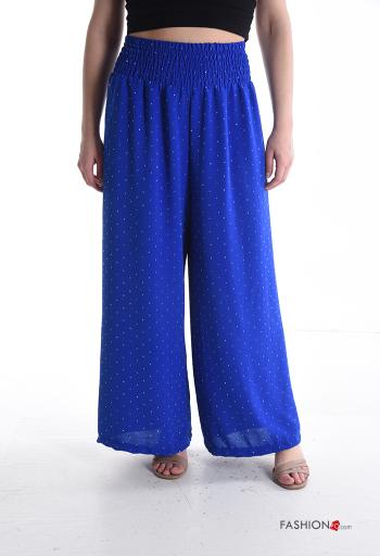 hoher Taille wide leg Hose mit Strasssteinen mit gummizug