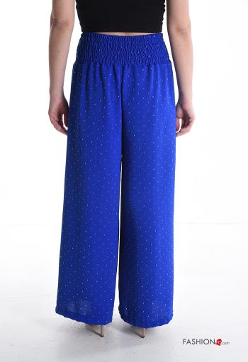 hoher Taille wide leg Hose mit Strasssteinen mit gummizug - ph 2