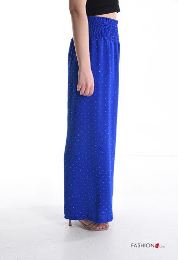 hoher Taille wide leg Hose mit Strasssteinen mit gummizug - ph 3