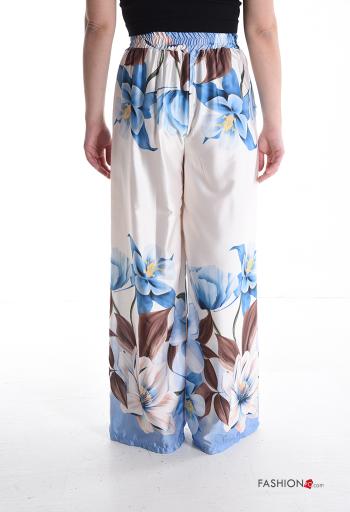 Pantalone wide leg Fantasia floreale con tasche con elastico - ph 2