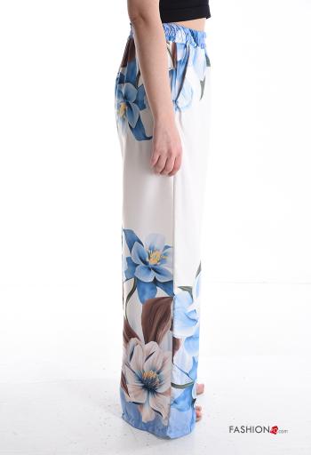 Pantalone wide leg Fantasia floreale con tasche con elastico - ph 3