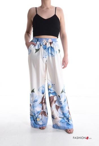 Pantalone wide leg Fantasia floreale con tasche con elastico - ph 5