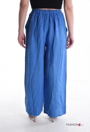 Pantalones de Lino wide leg con bolsillos con elástico - ph 2