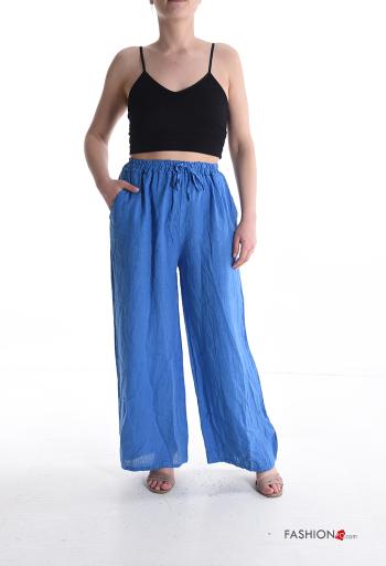 Pantalones de Lino wide leg con bolsillos con elástico - ph 5