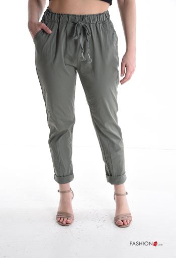 Pantalone in Cotone con tasche con elastico
