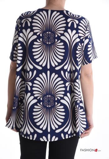 Blusa maniche corte Fantasia astratta con zip - ph 2