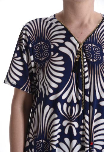 Blusa maniche corte Fantasia astratta con zip - ph 4