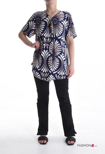 Blusa maniche corte Fantasia astratta con zip - ph 5
