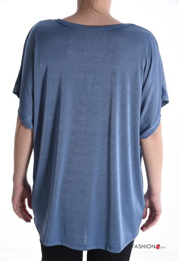 Blusa maniche corte scollo a V con strass - ph 2