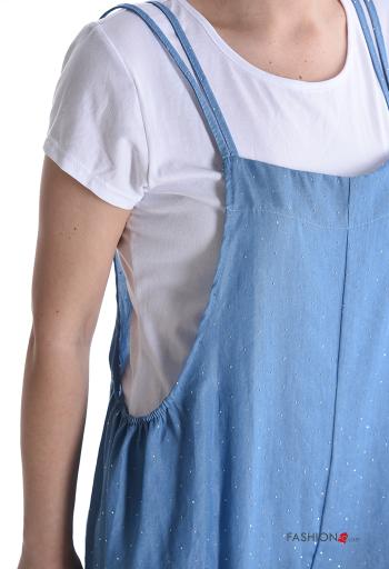 wide leg Cotton Jumpsuit with rhinestones with T-shirt - ph 4