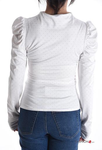 puff sleeve Long sleeved top with rhinestones - ph 2