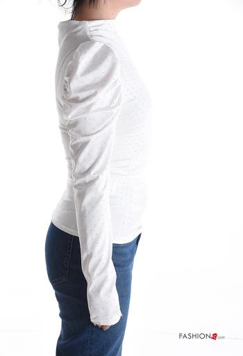 puff sleeve Long sleeved top with rhinestones - ph 3