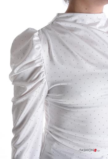 puff sleeve Long sleeved top with rhinestones - ph 4