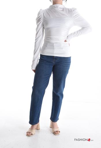puff sleeve Long sleeved top with rhinestones - ph 5