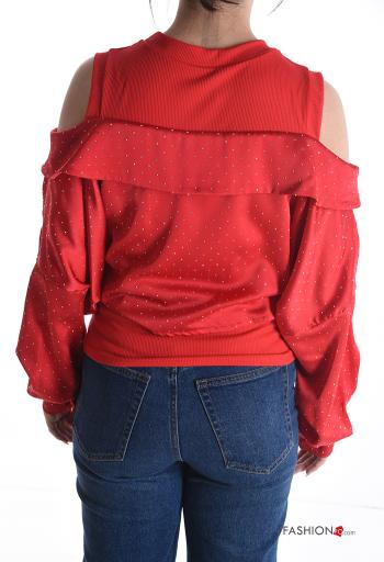 Top maniche lunghe girocollo con strass - ph 2