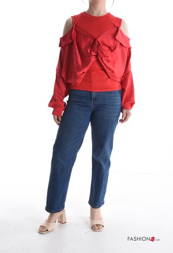 Top maniche lunghe girocollo con strass - ph 5