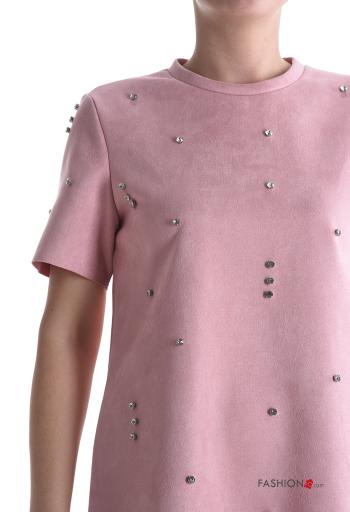 Abito al ginocchio maniche corte girocollo con strass - ph 4