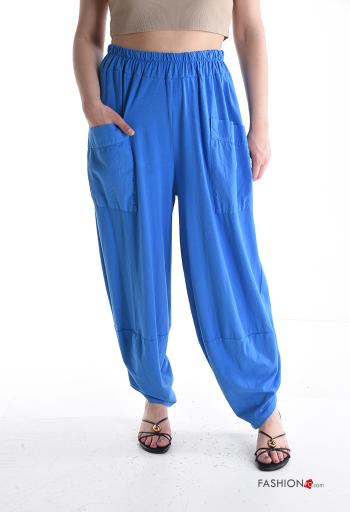 low crotch Cotton Trousers with pockets with elastic - ph 1