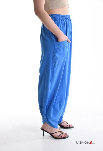 low crotch Cotton Trousers with pockets with elastic - ph 3