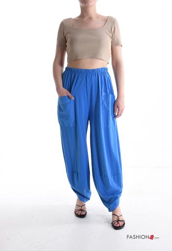 low crotch Cotton Trousers with pockets with elastic - ph 5