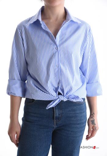 Camicia in Cotone maniche lunghe con colletto Fantasia righe con bottoni
