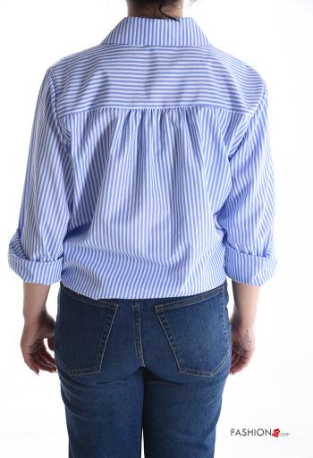Camicia in Cotone maniche lunghe con colletto Fantasia righe con bottoni - ph 2