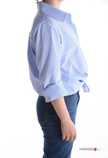 Camicia in Cotone maniche lunghe con colletto Fantasia righe con bottoni - ph 3