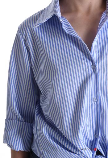 Camicia in Cotone maniche lunghe con colletto Fantasia righe con bottoni - ph 4