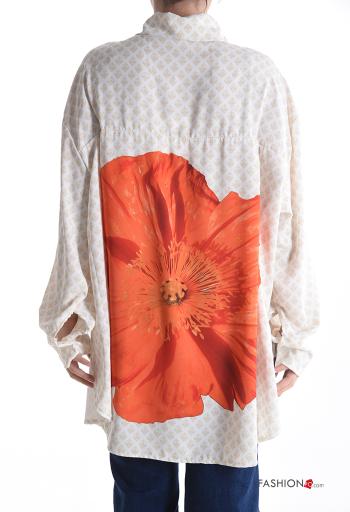 Camicia con colletto oversize maniche lunghe Fantasia floreale con bottoni - ph 2