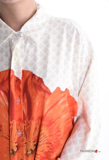 Camicia con colletto oversize maniche lunghe Fantasia floreale con bottoni - ph 4