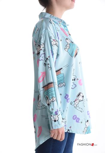 Camicia con colletto raso maniche lunghe Fantasia stampata con bottoni - ph 3