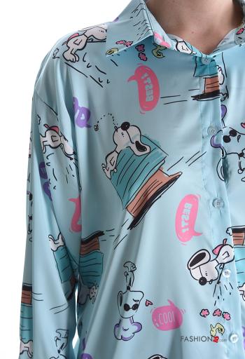 Camicia con colletto raso maniche lunghe Fantasia stampata con bottoni - ph 4