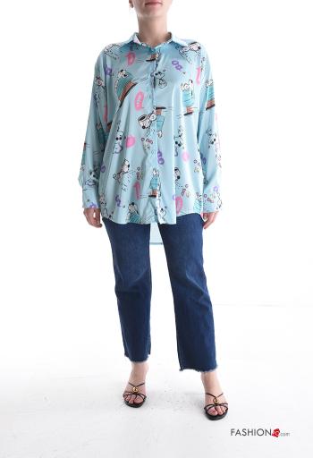 Camicia con colletto raso maniche lunghe Fantasia stampata con bottoni - ph 5