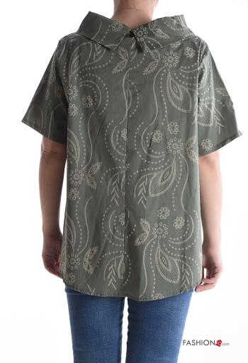 Blusa in Cotone maniche corte con colletto Fantasia astratta - ph 2