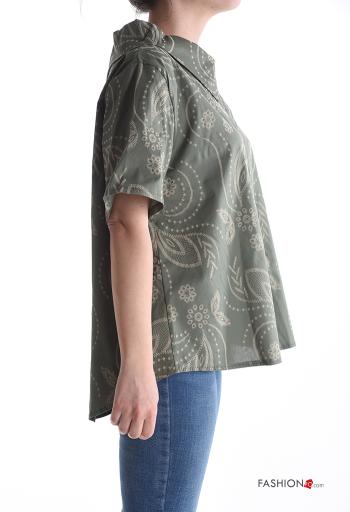 Blusa in Cotone maniche corte con colletto Fantasia astratta - ph 3