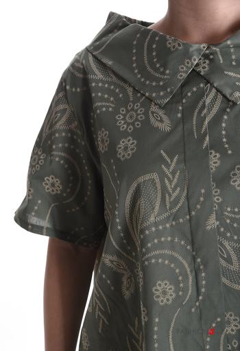 Blusa in Cotone maniche corte con colletto Fantasia astratta - ph 4