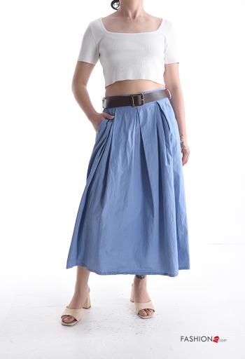 Gonna in Cotone a ruota con elastico con cintura con tasche - ph 5