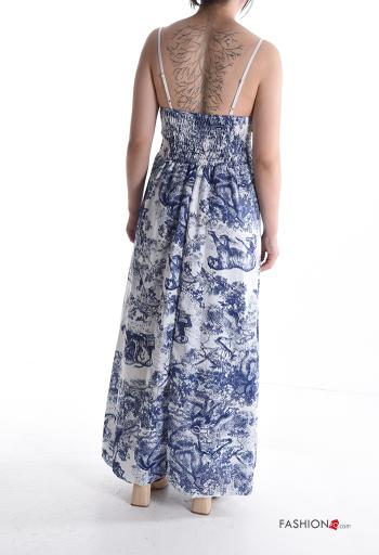 Blumenmuster verstellbarer rückenfrei lange Kleid mit schlitz - ph 2