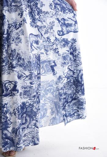 Blumenmuster verstellbarer rückenfrei lange Kleid mit schlitz - ph 4