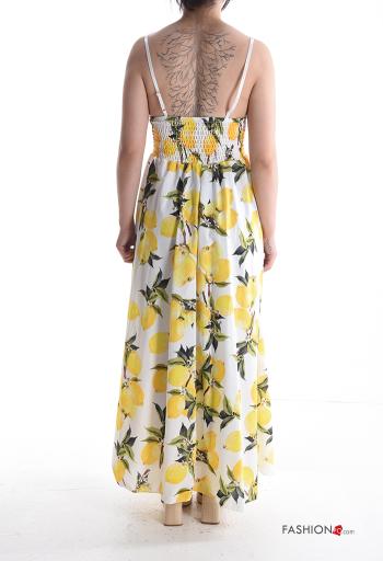 Object Muster verstellbarer rückenfrei lange ärmellos Kleid mit schlitz tiefer ausschnitt - ph 2