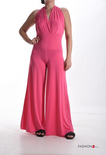 adjustable backless Jumpsuit with bow with v-neck