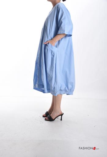 Abito in Cotone oversize girocollo con tasche maniche a tre quarti - ph 3
