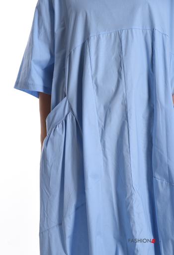Abito in Cotone oversize girocollo con tasche maniche a tre quarti - ph 4
